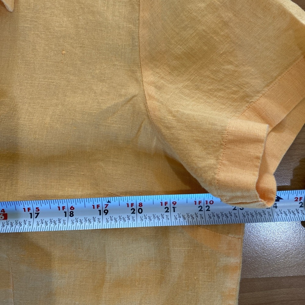 Lands End Size 18 Womens Yellow 100% Linen Short Sleeve Comfy Button Up Shirt - Picture 6 of 10